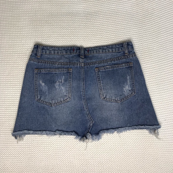 Distressed Denim Mini Skirt - Picture 4 of 5